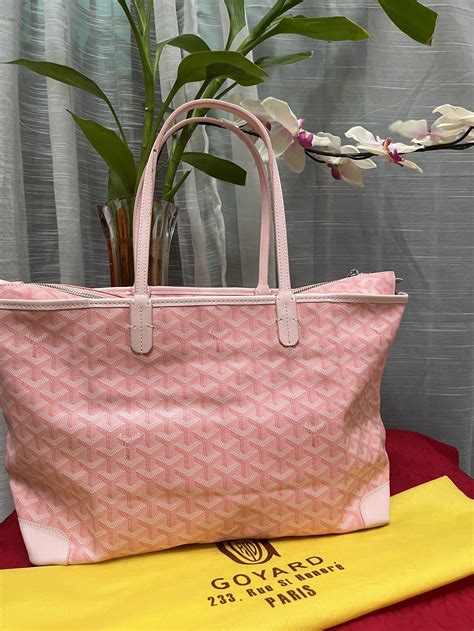 pink and grey goyard bag|pink mini Goyard bag.